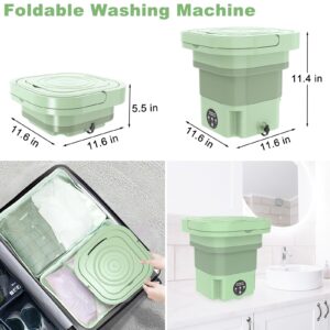 ABXKZ Mini Washing Machine 8L Capacity Portable Washing Machine Small Foldable Bucket Washer and Spin Dryer Intelligent Laundry Machine with 3 Modes Deep Cleaning Underwear Socks Baby Clothes Green