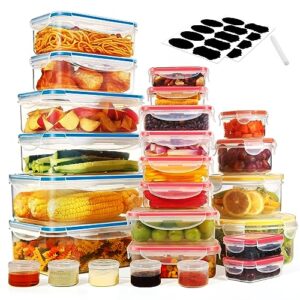 ostba appliance 50 pcs food storage container with lids, airtight plastic food containers for kitchen, and pantry bpa-free storage containers-100% leakproof, reuasable & dishwasher