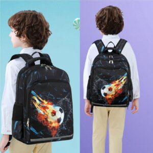 LEDAOU Kids Preschool Backpack Boys Kindergarten BookBag Elementary Waterproof School Bag 7 Pockets with Chest Strap (Soccer)