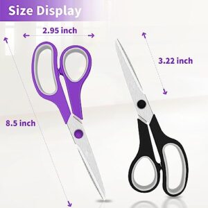 Scissors, 8.5" Scissors All Purpose Comfort Grip Stainless Steel Sharp Scissors for Office School Home Supplies, Right/Left Handed, 6 Piece Set