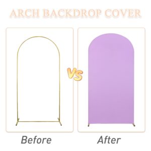 PATYDEST 6ft Arch Cover Purple Wedding Arch Backdrop Cover Lavender Spandex Fitted Backdrop Panels for Round Top Chiara Arch Frame Stand Happy Birthday Party Arch Cover Backdrop Fabric Ceremony