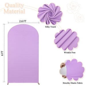 PATYDEST 6ft Arch Cover Purple Wedding Arch Backdrop Cover Lavender Spandex Fitted Backdrop Panels for Round Top Chiara Arch Frame Stand Happy Birthday Party Arch Cover Backdrop Fabric Ceremony