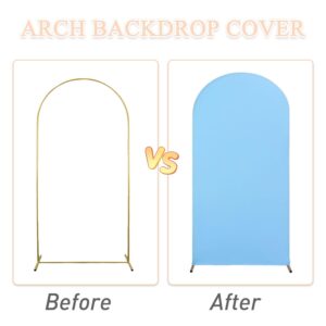 PATYDEST Wedding Arch Backdrop Stand Cover 6ft Arch Covers Baby Blue Spandex Stretch Arched Backdrop for Frame Chiara Backdrop Arch Covers 2-Sided Bridal Balloon Arch Wall Backdrop for Prom Decor