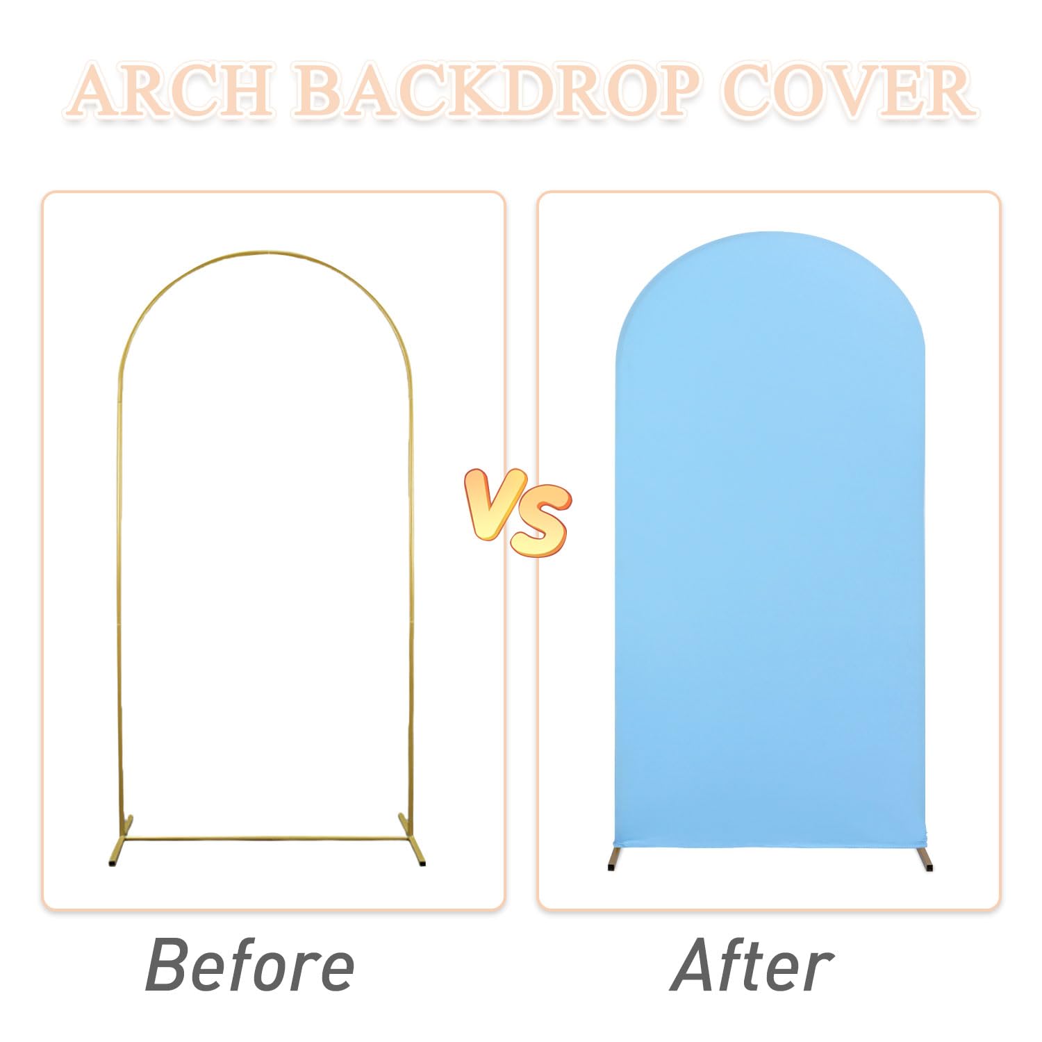 PATYDEST Wedding Arch Backdrop Stand Cover 6ft Arch Covers Baby Blue Spandex Stretch Arched Backdrop for Frame Chiara Backdrop Arch Covers 2-Sided Bridal Balloon Arch Wall Backdrop for Prom Decor