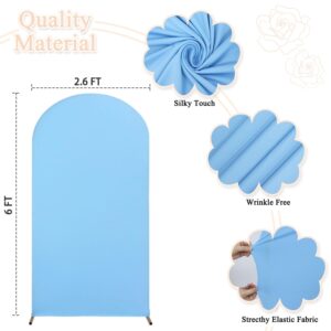 PATYDEST Wedding Arch Backdrop Stand Cover 6ft Arch Covers Baby Blue Spandex Stretch Arched Backdrop for Frame Chiara Backdrop Arch Covers 2-Sided Bridal Balloon Arch Wall Backdrop for Prom Decor