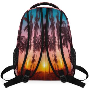 TropicalLife Beach Palm Tree Sunset Backpack for Women Men, Travel Laptop Backpack Lightweight Computer Hiking Gym Sports Rucksack Casual Daypack Carry On Backpack Work Bag