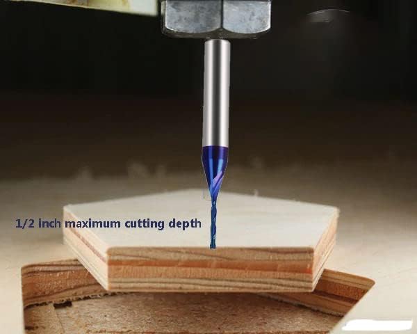 Spiral CNC Router Bits with Down Cut 1/16 inch Cutting, 1/4 inch Shank CNC Bits Solid Carbide End Mill for Wood Cut, 3D Carving Size : 1/16" X 1/2" X 1/4" X 2" HZD116 (Downcut)