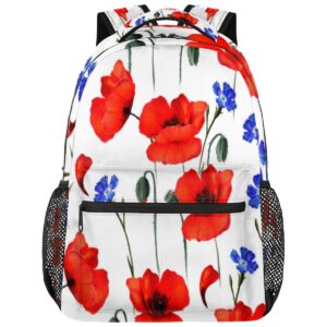 tropicallife floral poppy pattern backpack for women men, travel laptop backpack lightweight computer hiking gym sports rucksack casual daypack carry on backpack work bag
