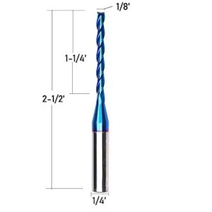 HZBIAO CNC Spiral Router Bit NACO Coating Up Cut End Mill with 1/8 inch Cutting Diameter 1/4 inch Shank STF335