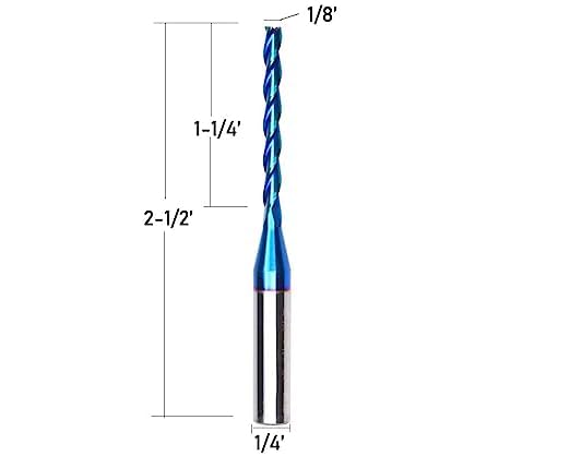 HZBIAO CNC Spiral Router Bit NACO Coating Up Cut End Mill with 1/8 inch Cutting Diameter 1/4 inch Shank STF335