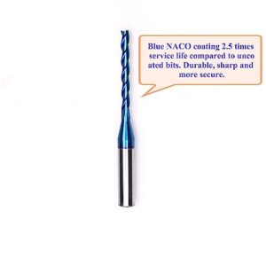 HZBIAO CNC Spiral Router Bit NACO Coating Up Cut End Mill with 1/8 inch Cutting Diameter 1/4 inch Shank STF335