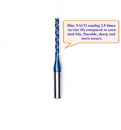 HZBIAO CNC Spiral Router Bit NACO Coating Up Cut End Mill with 1/8 inch Cutting Diameter 1/4 inch Shank STF335