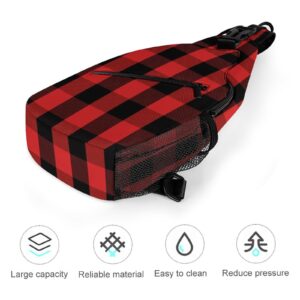 Red-Black-Lumberjack-Buffalo-Plaid Sling Bag Crossbody Shoulder Chest Bags Print Backpack Travel Daypack for Women Men