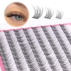 Natural Cluster Lashes Wispy CC Curl 9-11MM Mixed Lengths Eyelash Extension Individual 96 Pcs DIY Lash Extension at Home