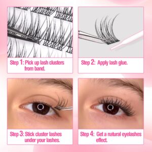 Natural Cluster Lashes Wispy CC Curl 9-11MM Mixed Lengths Eyelash Extension Individual 96 Pcs DIY Lash Extension at Home