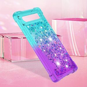 CAIYUNL for Google Pixel 7a Case with Screen Protector, Glitter Bling Floating Liquid Women Girls Soft TPU Slim Cute Phone Case Shockproof Protective Cover for Google Pixel 7a (2023)-Blue/Purple