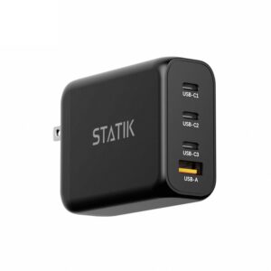 statik 100w gan charger super fast charger block usb c - 3 ports wall charger block type c plug adapter, high-speed power compatible with macbook pro air, iphone, samsung, laptop chargers & adapters