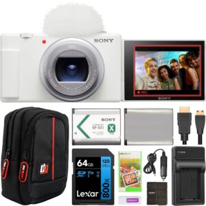 Sony ZV-1 II Vlog Camera with 4K Video & 20.1MP for Content Creators and Vloggers White ZV-1M2/W Bundle with Deco Gear Case + Extra Battery + 64GB Memory Card + HDMI Micro Cable + Accessories Kit