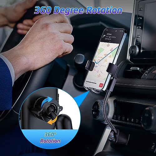 WixGear Phone Charger Car Mount with Dual USB Charger Cellphone Holder for Car Cigarette Lighter Phone Holder Charger, Phone Charger Car Mount, Car Phone Mount with USB Charger, Cigarette mounts