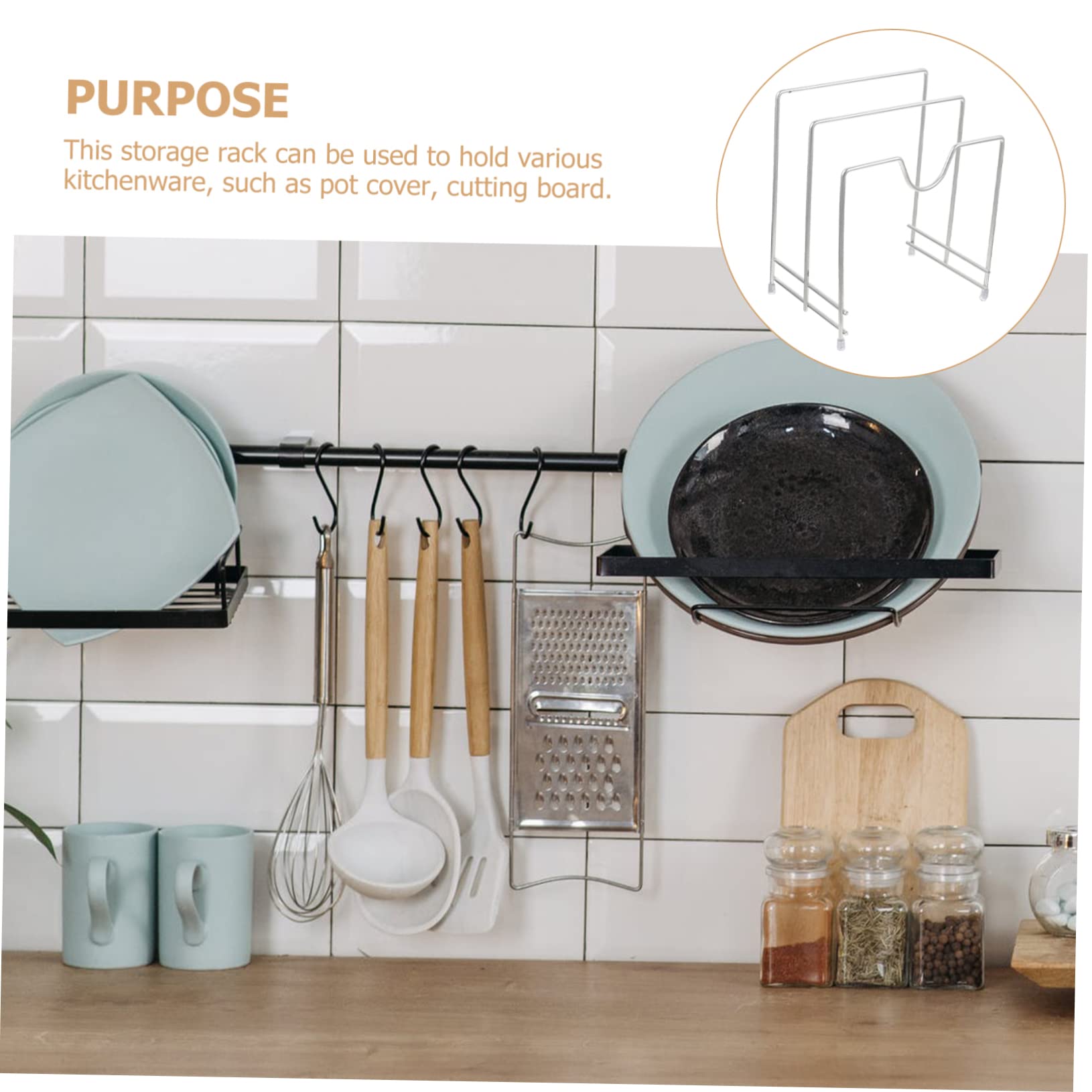 OKUMEYR Chopping Board Rack Pots and Pans Organizer Punch-free Pot Lid Rack Lid Organizer Pots and Pans Pot Lid Holders Countertop Organizer Kitchen Supplies Knives Carbon Steel