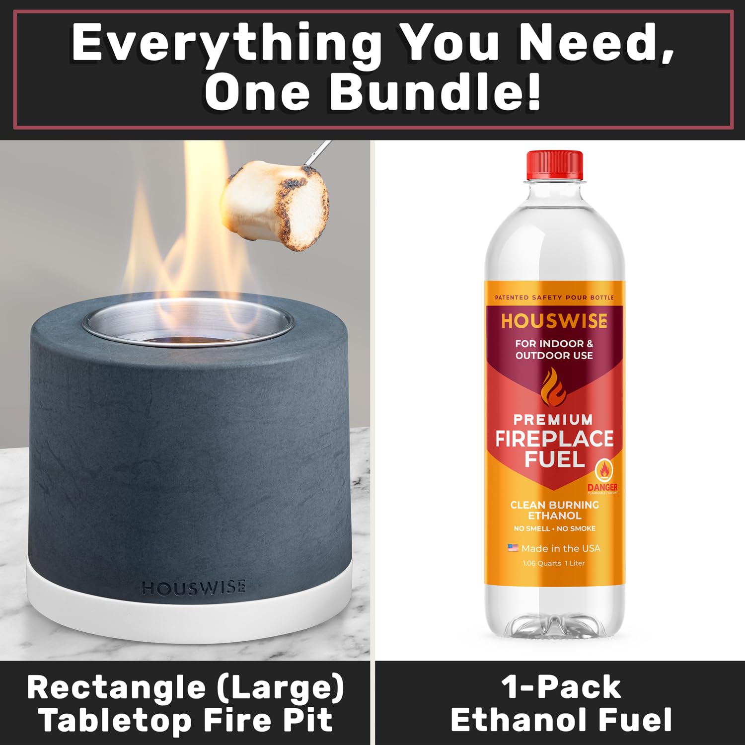 Tabletop Fire Pit (Round) and Ethanol Fuel Bundle