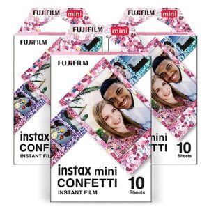 fujifilm instax confetti mini film (10 exposures, 3-pack) vibrant colorful instant photos, compatible with fujifilm instax mini cameras,captivate memories with stunning confetti designs (3 items)