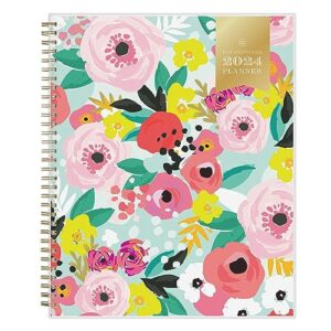 blue sky day designer 2024 weekly and monthly planner, 8.5" x 11", frosted cover, wirebound, secret garden mint (140101-24)