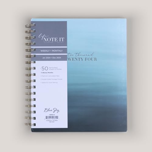 Blue Sky Life Note It 2024 Weekly and Monthly Planner Notes, 7" x 9", Frosted Cover, Wirebound, Marina (139480-24)