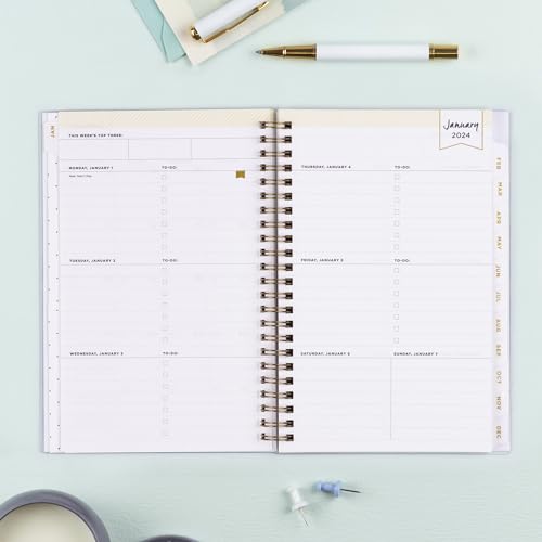 Blue Sky Day Designer 2024 Weekly and Monthly Planner, 5" x 8", Frosted Cover, Wirebound, Tile (101410-24)