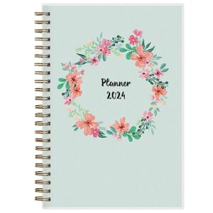 blue sky 2024 weekly and monthly planner, january - december, 5" x 8", frosted cover, wirebound, laurel (144730)