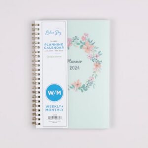 Blue Sky 2024 Weekly and Monthly Planner, January - December, 5" x 8", Frosted Cover, Wirebound, Laurel (144730)