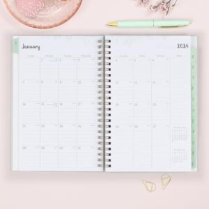 Blue Sky 2024 Weekly and Monthly Planner, January - December, 5" x 8", Frosted Cover, Wirebound, Laurel (144730)