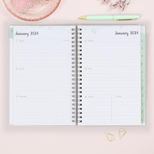 Blue Sky 2024 Weekly and Monthly Planner, January - December, 5" x 8", Frosted Cover, Wirebound, Laurel (144730)