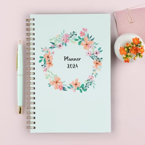 Blue Sky 2024 Weekly and Monthly Planner, January - December, 5" x 8", Frosted Cover, Wirebound, Laurel (144730)