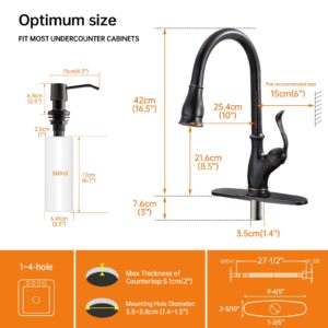 APPASO Oil Rubbed Bronze Kitchen Faucet, Solid Brass Kitchen Faucet with Soap Dispenser Bronze, High Arch Single Handle Kitchen Sink Faucet with Pull Down Sprayer, Optional Deck Plate