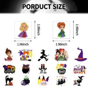 34Pcs Halloween Temporary Tattoos for Kids, Kids Hocus Pocus Witch Party Supplies, Cute Hocus Pocus Party Favors Fake Tattoos Stickers Party Decorations for Kids Boys Girls School Rewards Gifts