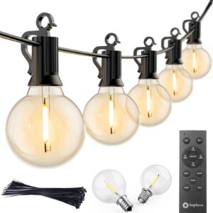 brightown 30ft g40 outdoor patio string light-connectable globe lights with 30 clear bulbs(2 spare), ul listed (30 ft, black)