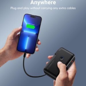 Portable Charger, Power Bank, 16000mAh Power Bank Built-in AC Wall Plug and Cables, PD 30W and QC4.0 Fast Charger for iPhone and Android Phones and Most Electronic Devices (Black)