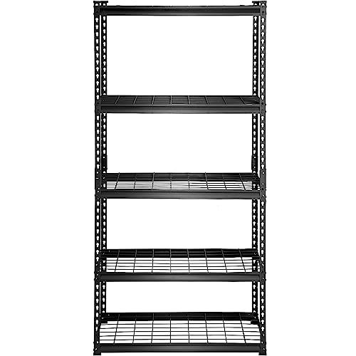 VEVOR Storage Shelving Unit, 5-Tier Adjustable, 2000 lbs Capacity, Heavy Duty Garage Shelves Metal Organizer Wire Rack, Black, 36" L x 16" W x 72" H for Kitchen Pantry Basement Bathroom Laundry Closet