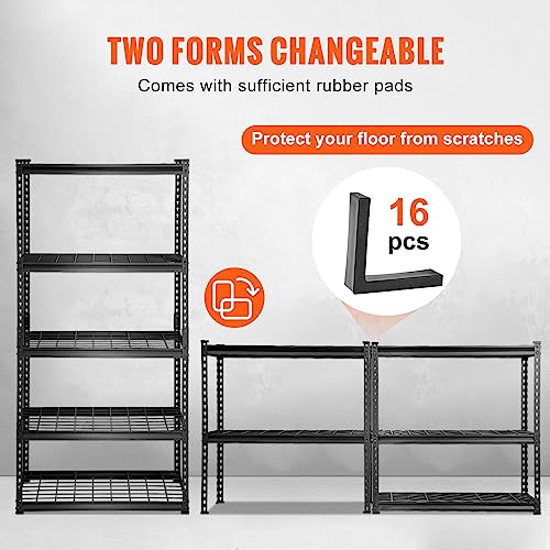 VEVOR Storage Shelving Unit, 5-Tier Adjustable, 2000 lbs Capacity, Heavy Duty Garage Shelves Metal Organizer Wire Rack, Black, 36" L x 16" W x 72" H for Kitchen Pantry Basement Bathroom Laundry Closet