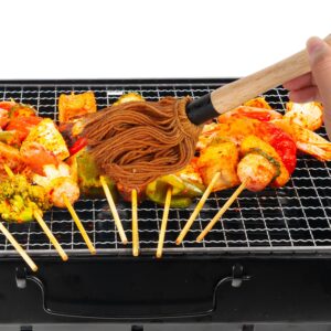 2pcs Grill Basting Mops with 2pcs Extra Replacement Brushes, 18 inch Barbecue Mop Brush BBQ Sauce Basting Mops Oil Brush Basting Mops for Roasting or Grilling, Smoking, Steak