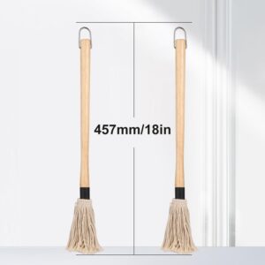 2pcs Grill Basting Mops with 2pcs Extra Replacement Brushes, 18 inch Barbecue Mop Brush BBQ Sauce Basting Mops Oil Brush Basting Mops for Roasting or Grilling, Smoking, Steak