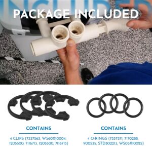 7337563 Water Softener Clip Kit (WS60X10004, 1205500, 7116713, 1205500) and O-Ring Kit (7337571, 7170288, STD302213, WS03X10025) Compatible with Kenmore, GE, EcoPure, Sears