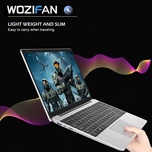 WOZIFAN 14" Laptop 6GB RAM 128GB SSD Support 1TB SSD Expansion Traditional Laptops Win 11 2.4G+5G WiFi Bluetooth 4.2 USB HDMI 1920x1080 FHD with Wireless Mouse for Work Study Entertainment-Silver