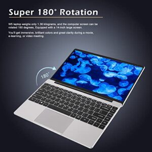 WOZIFAN 14" Laptop 6GB RAM 128GB SSD Support 1TB SSD Expansion Traditional Laptops Win 11 2.4G+5G WiFi Bluetooth 4.2 USB HDMI 1920x1080 FHD with Wireless Mouse for Work Study Entertainment-Silver