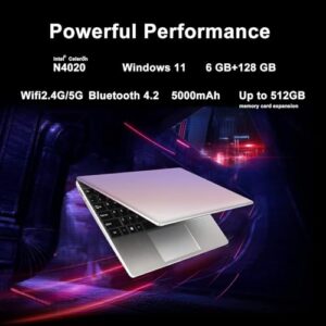 WOZIFAN 14" Laptop 6GB RAM 128GB SSD Support 1TB SSD Expansion Traditional Laptops Win 11 2.4G+5G WiFi Bluetooth 4.2 USB HDMI 1920x1080 FHD with Wireless Mouse for Work Study Entertainment-Silver