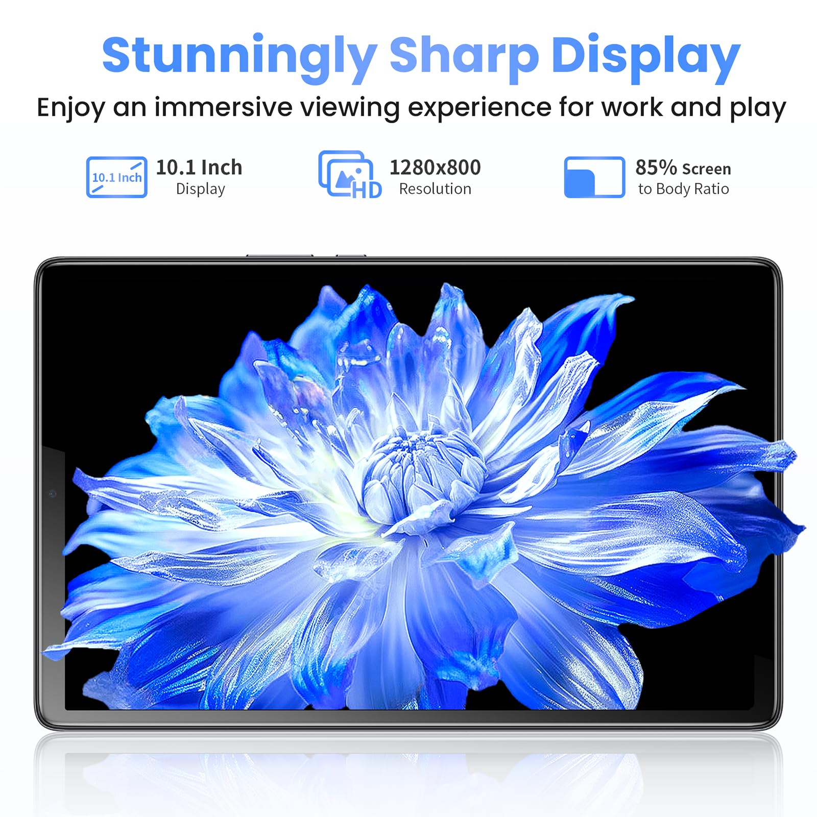 Topsand Latest Android 13 Tablet, 10.1 Inch Tablet with 2.0 GHz Quad-Core Processor, 64GB ROM, 1TB Expandable, Dual Auto Focus Camera with Face ID Unlock, GPS, Parental Control, 2.4G & 5G WiFi Tableta