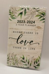 nb jot scenic 2 year miniature monthly calendar planner book for 2023-2024 (where there is love there is life) convenient school business personsl use beautiful flowers.