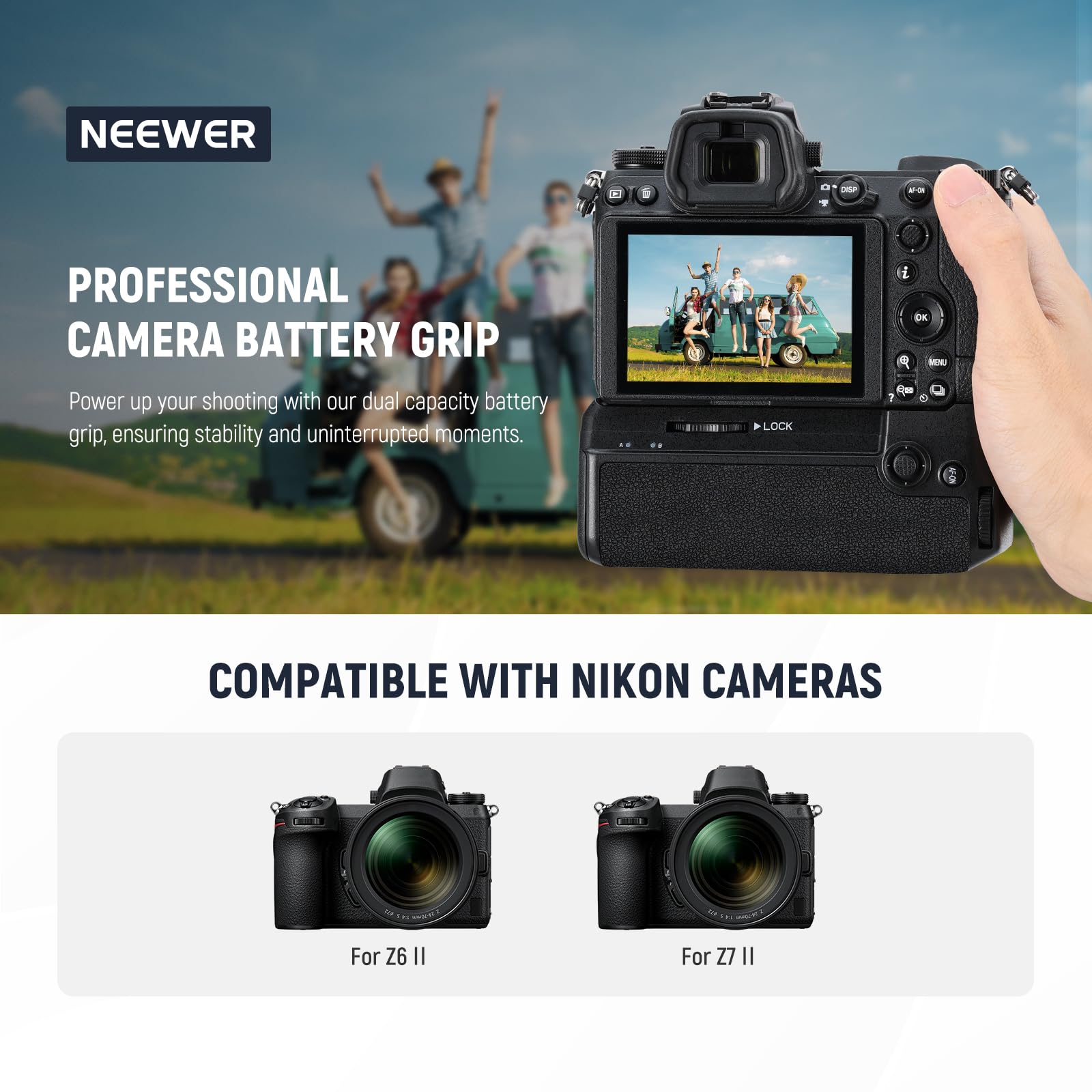 NEEWER MB-N11 Replacement Vertical Battery Grip, Compatible with Nikon Z6 II & Z7 II Camera and EN-EL15c Battery for Vertical Shooting with Shutter Release, Main Dial,AF ON Button & 1/4" Tripod Socket