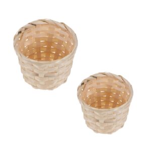 safigle 4pcs toy storage bins bamboo storage basket weaving organizer woven storage basket wicker storage baskets weave basket decorative storage baskets round wicker basket desktop wooden